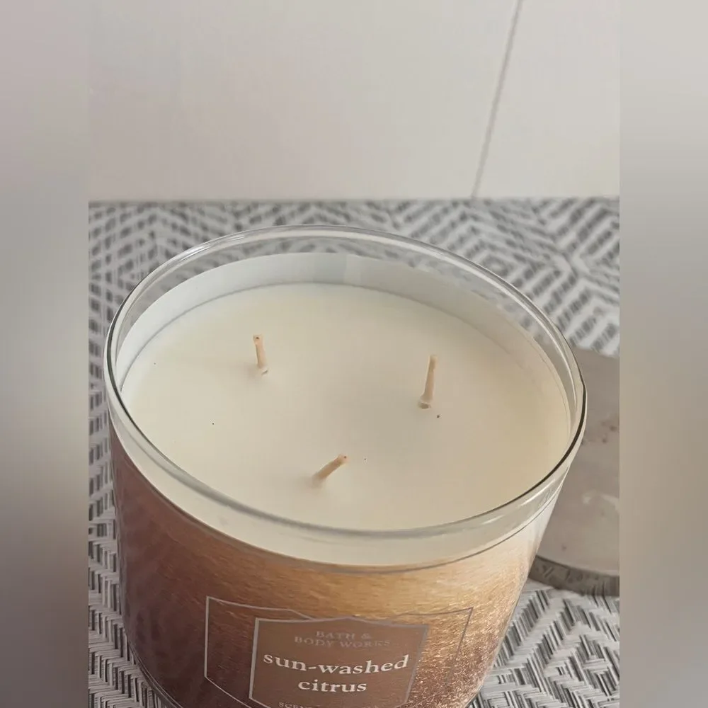 Bath And Body Works 3 Wicks Candle SUN WASHED CITRUS 14.5 oz Discontinued